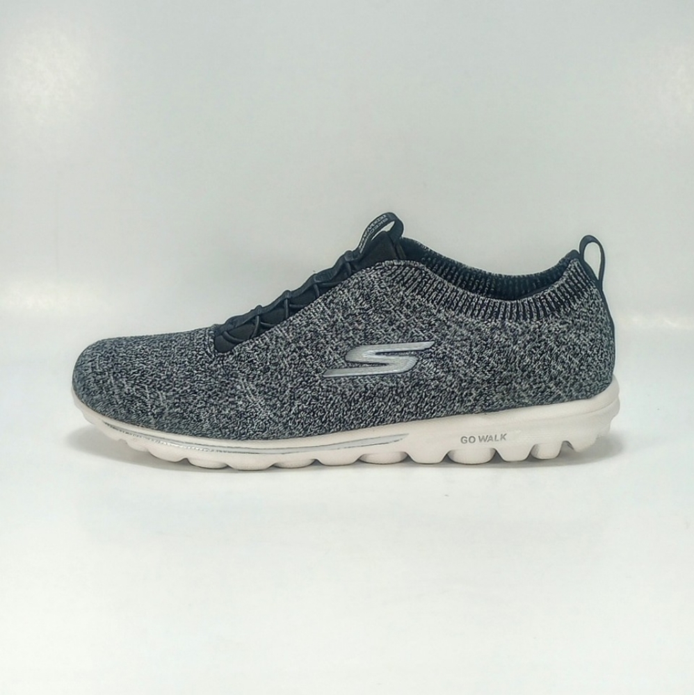 Skechers Go Walk Radiant Moon Womens 9.5 Black And White Stretch Fit Sneakers - Picture 4 of 10